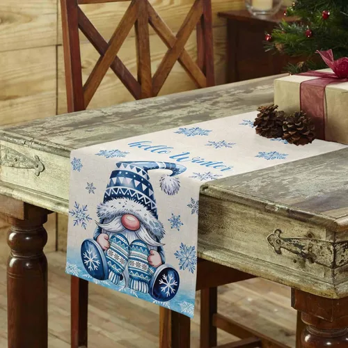 Miniatura 3 de Camino de mesa de gnomos de Navidad de 36 pulgadas de largo, algodón y lino, bufandas de arpillera, cocina, cena, cafetería, decoración de mesa