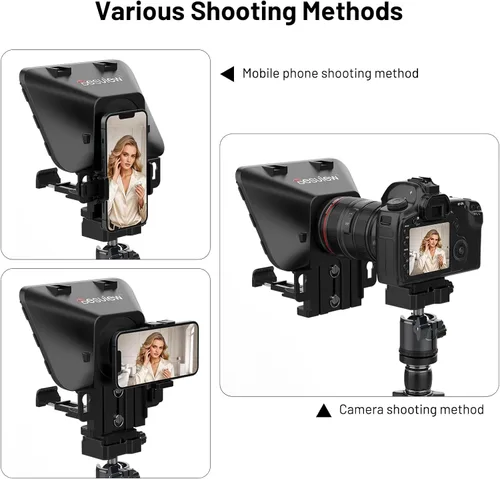 Miniatura 6 de Desview Teleprompter T3 para cámara y teléfono inteligente - Soporta iPad/Tablet de hasta 10" - Vidrio divisor de haz con control remoto Bluetooth