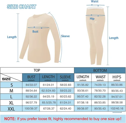 Miniatura 7 de MeetHoo Ropa interior térmica para mujer, conjunto de compresión de capa base cálida para invierno, forro polar, pantalones largos para correr
