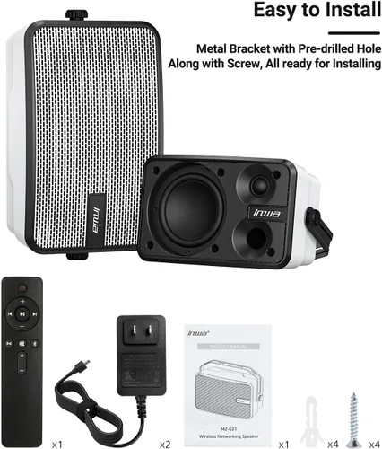 Miniatura 12 de Inwa Altavoces Bluetooth para exteriores, IPX5 resistente al agua de 400 W, potente sistema de sonido para interiores y exteriores, sincronización