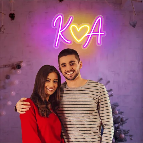 Miniatura 6 de Letreros de neón con letra inicial personalizada, luces LED, iniciales de neón personalizadas para parejas, letrero del alfabeto para decoración