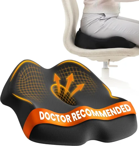 Everlasting Comfort Cojín de asiento de espuma viscoelástica recomendado por médicos para sillas de oficina y automóvil, accesorios ergonómicos de