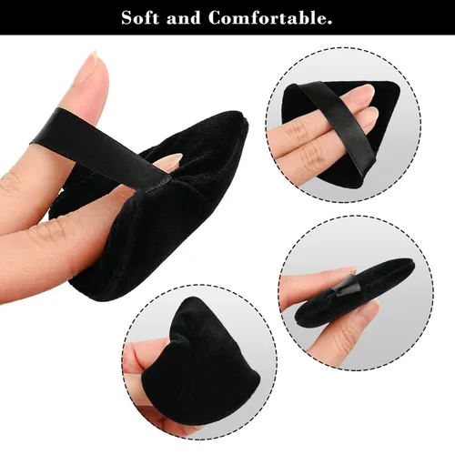 Miniatura 4 de 8 esponjas de maquillaje triangulares para polvo, hechas de terciopelo súper suave, diseñadas para contornear, ojos y esquinas, recipiente de mezcla