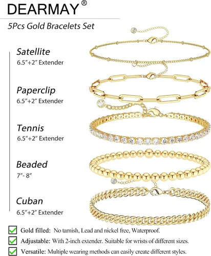 Miniatura 5 de DEARMAY Delicadas pulseras de plata para mujer, a la moda, juego de joyas de plata de ley 925 para mujer, pulseras para mujer, caja de clip