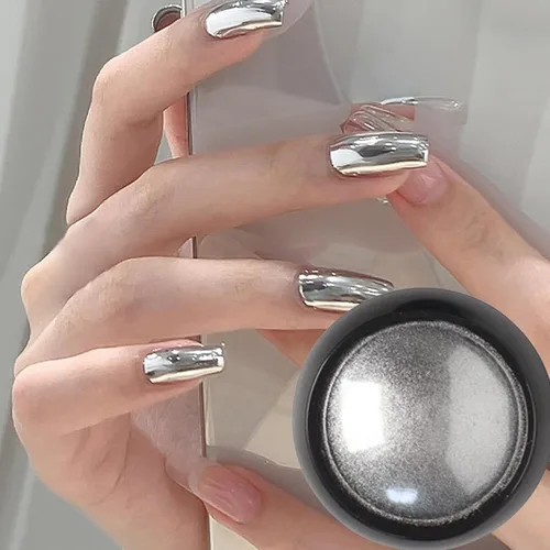 Miniatura 4 de Polvos holográficos de espejo para uñas, efecto cromado plateado, lentejuelas metálicas puras, pigmento cromado para uñas de gel UV, para decoración