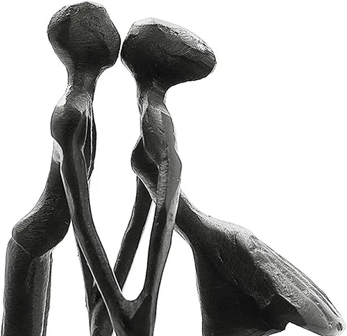 Miniatura 6 de DreamsEden Escultura de hierro de 6 pulgadas, estatua de pareja de besos para aniversario, figura de hierro fundido hecha a mano, decoración