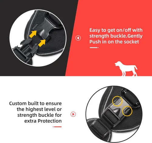 Miniatura 5 de Arnés táctico para perro, arnés para perro sin tirones, chaleco militar para perro con clips de metal ajustables, arnés reflectante para perros