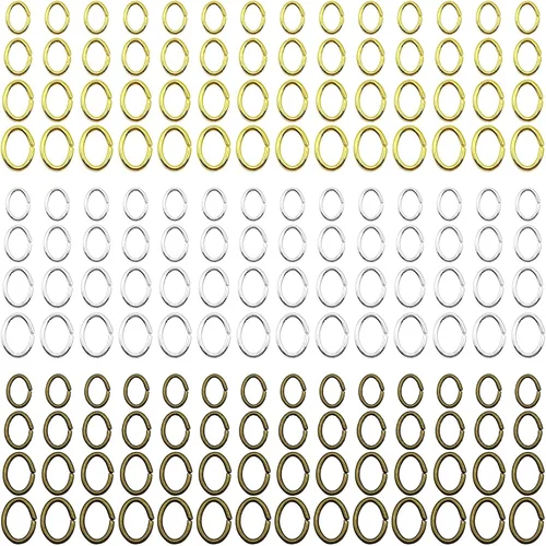 1200 anillos de salto para hacer joyas, anillos abiertos, conectores de joyería para aretes, pulseras, collares, bricolaje (oro, plata, cian antiguo)