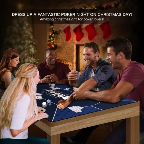 Miniatura 9 de Tapete de póquer de 94 x 47 pulgadas con bordes cosidos más fuertes, tapete de goma de póquer Texas Hold'em para 10 jugadores, cubierta de póquer