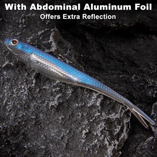 Miniatura 5 de Dr.Fish Señuelos de plástico suave, cebos de cola de horquilla suaves, cebos de natación suaves Jerk Shad de 3 a 4-3/4 pulgadas, cebos de pesca