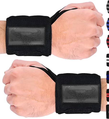 Miniatura 3 de BEAST RAGE Muñequeras para levantamiento de pesas, correas de levantamiento ajustables con lazo para el pulgar para un mejor apoyo en el gimnasio