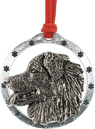 Miniatura 25 de Adorno navideño para colgar en la cabeza de collie con borde de peltre antiguo hecho a mano para decorar coronas y árboles de Navidad del hogar