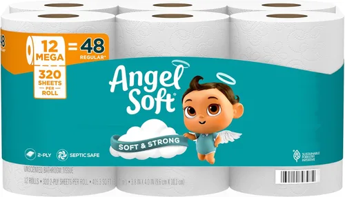Miniatura 13 de Angel Soft Papel higiénico, 4 mega rollos = 16 rollos regulares, suave y resistente