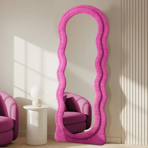 Miniatura 15 de Anpark Espejo de longitud completa de 63 x 24 pulgadas, espejo arqueado ondulado de cuerpo completo para montar en la pared con soporte, marco