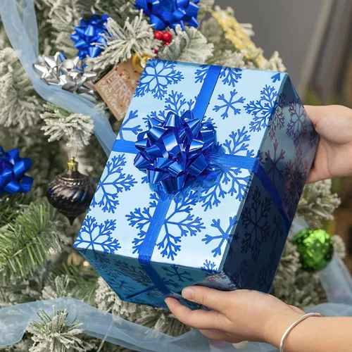 Miniatura 3 de WRAPAHOLIC Surtido de 16 lazos de regalo, 14 lazos de regalo de varios colores (azul rey holográfico y plateado) y 2 cintas rizadas rizadas