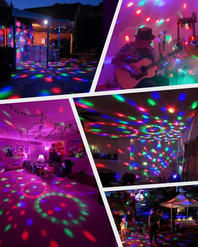 Miniatura 4 de Luditek Luces de fiesta de bola de discoteca activadas por sonido, alimentadas por batería, portátil, luces estroboscópicas de baile de karaoke