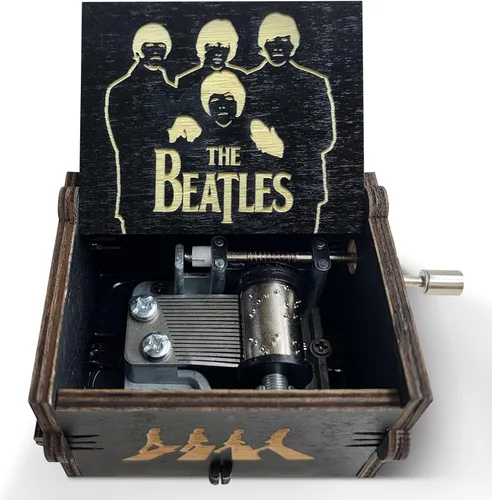 veratwo Regalos de The Beatles - Caja de música de madera vintage grabada con manivela, regalo de colección favorito de los fanáticos de The Beatles