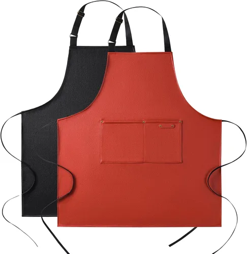 Miniatura 9 de eywlwaar Delantal impermeable de poliuretano con 2 bolsillos grandes, delantal ajustable a prueba de aceite para cocina, lavavajillas, cocina, 29.92