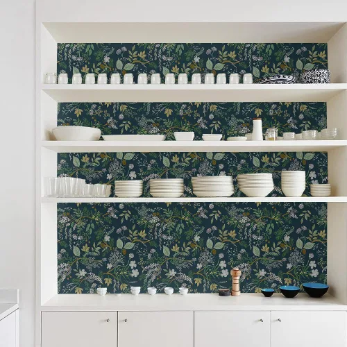 Miniatura 3 de MuralPeel Papel Tapiz Vintage con Florales Dorados Azules y Amarillos de Despegar y Pegar Fácil de Quitar Autoadhesivo Removible Adhesivo para Pared