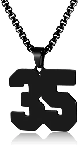 Miniatura 43 de Collar de Número Dorado para Hombre, Cadena de Acero Inoxidable con Colgante de Número para Atletas, Joyería Deportiva Personalizada para Niños