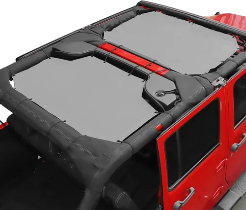 Miniatura 8 de JeCar Cubierta de malla para parasol delantero y trasero, protección UV, protección UV, accesorios exteriores compatibles con Jeep Wrangler de 4