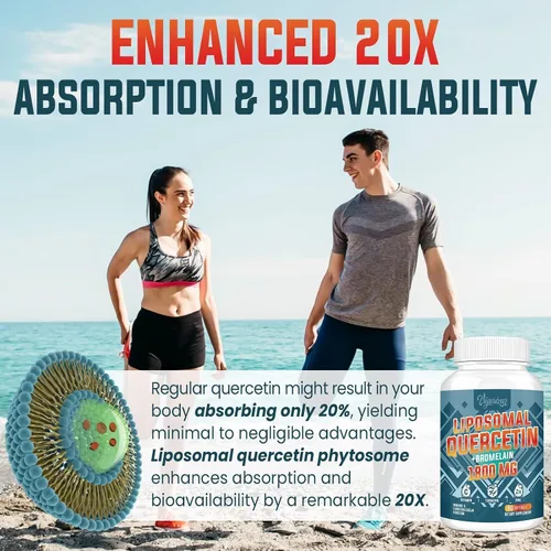 Miniatura 5 de Fitosoma de quercetina liposomal, quercetina con bromelina, zinc y vitamina C, complejo de fitosomas bioactivos, absorción 20 veces mayor - 60
