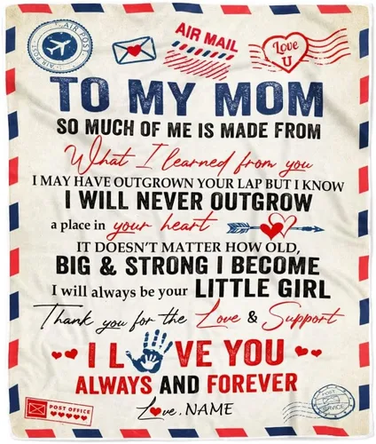 Miniatura 37 de Manta personalizada con texto en inglés «To My Mom from Daughter Wolf I Am Because You are Mom», para cumpleaños, día de la madre, Navidad, manta