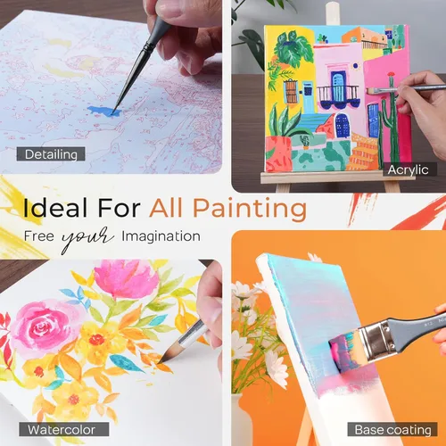 Miniatura 5 de Nicpro Juego de 40 pinceles de pintura, pinceles profesionales de acrílico con cuchillo de paleta y rollo de lienzo, adecuado para pintura acrílica