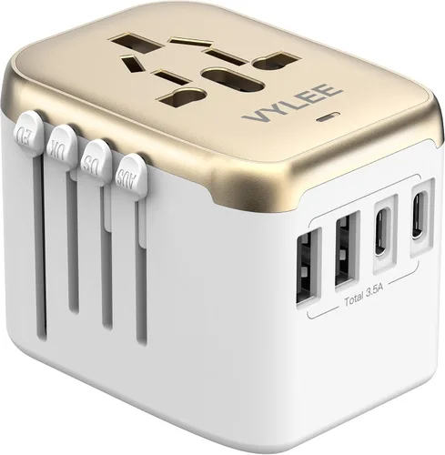 Miniatura 9 de VYLEE - Adaptador de viaje universal, adaptador de corriente internacional 5 en 1, cargador de pared 3.5A 2xUSB-A y 2 USB C, enchufe esencial