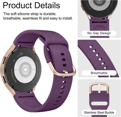 Miniatura 3 de AK Correas compatibles con Samsung Galaxy Watch 7/6/5/4 - 1.575 pulgadas, 1.732 pulgadas, 1.772 pulgadas, correa deportiva de repuesto de silicona