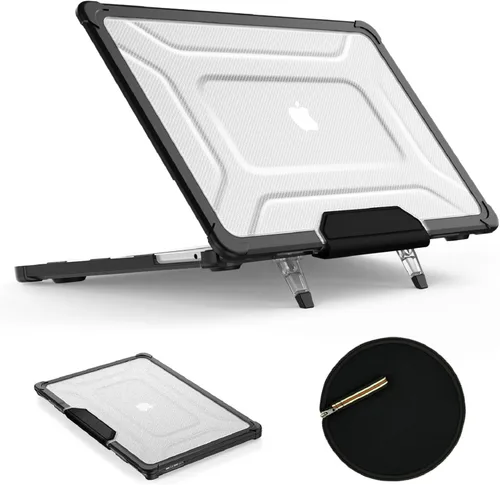 Miniatura 13 de SEYMAC stock Funda para MacBook Air de 13.6 pulgadas, protección contra golpes con soporte plegable y alfombrilla para mouse para MacBook Air