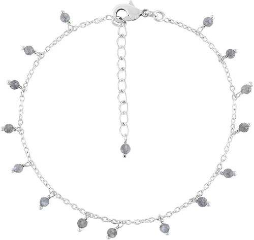 Miniatura 57 de Yanara Tobilleras de piedras preciosas para mujer, piedra natal natural, chapada en plata, joyería hecha a mano en 8.5 + 1.5 pulgadas, cristales