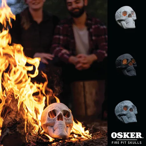 Miniatura 6 de OSKER 3CT Mini Hoguera Calavera con Paquetes de Cambio de Color de Fuego Tronco Cerámico Ignífugo para Hoguera, Fogata, Chimenea, Hoguera