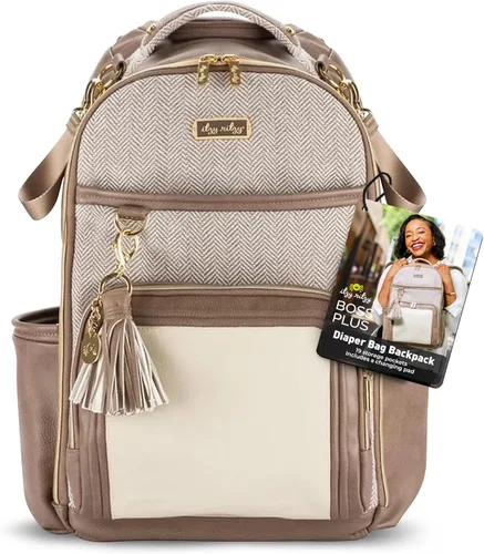 Miniatura 25 de Itzy Ritzy Mochila para pañales – Mochila para pañales Boss Plus de gran capacidad con 19 bolsillos, cambiador, clips para cochecito y correas Aspen