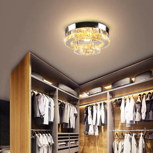 Miniatura 4 de Mini candelabro LED de cristal para techo, 2 capas, lámpara de techo empotrada, moderna iluminación para pasillo, escalera, cocina, baño