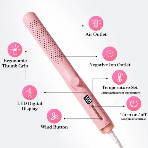 Miniatura 6 de Hahahope Airflow 2 en 1 alisador y rizador - Plancha rizadora de flujo de aire de 360°, plancha plana de 1.25 pulgadas y rizador 2 en 1 para cabello
