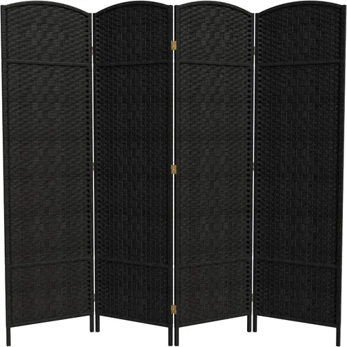 Miniatura 9 de Divisor de ambiente resistente de 6 pies, pantalla de privacidad plegable de fibra de ratán con patrón de diamante, Madera, Mocha oscuro