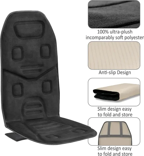 Miniatura 6 de COMFIER Cojín de asiento de masaje con calor, 10 motores de vibración, masajeador de espalda para silla