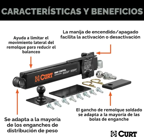 Miniatura 3 de CURT 17200 Kit de control de barra anti-balanceo para remolque