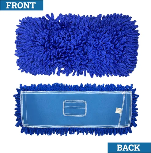 Miniatura 9 de Kleen Handler Trapeador de polvo de microfibra de 18 pulgadas Reemplazo de cabezal de trapeador comercial lavable pequeño, paquete de 3 Azul - 18