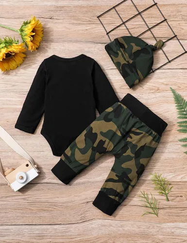 Miniatura 23 de Conjunto de 3 piezas de ropa para bebé y niño, manga de tatuaje, mameluco divertido y pantalones