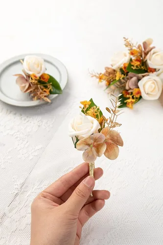 Miniatura 5 de 10 unids/lote de espuma artificial PE flores boda novio hermano padre boutonnieres hombres ojales ramillete boda flor fiesta decoración