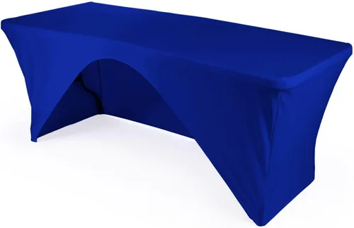 Miniatura 5 de LA Linen Mantel de elastano con respaldo abierto para mesa rectangular de 6 pies, 72 x 30 x 30 pulgadas, color negro