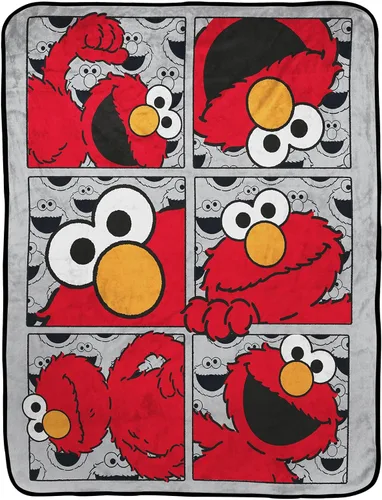 Jay Franco Sesame Street Hip Elmo - Manta de 40 x 50 pulgadas, ropa de cama para niños, forro polar súper suave resistente a la decoloración Gris -