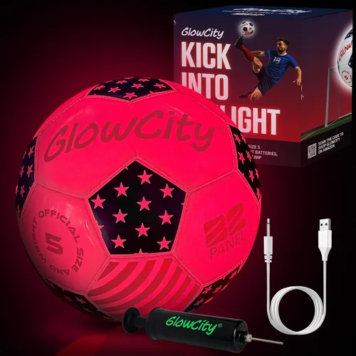 Miniatura 12 de GlowCity Balón de fútbol que brilla en la oscuridad - Tamaños 3, 4, 5 para niños, adolescentes y adultos - Balón de fútbol que se ilumina con 2
