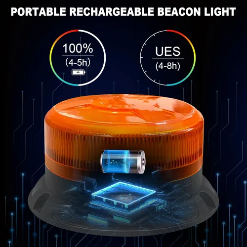 Miniatura 4 de AnTom Luces estroboscópicas inalámbricas con control remoto, baliza impermeable recargable alimentada por batería LED con base magnética fuerte