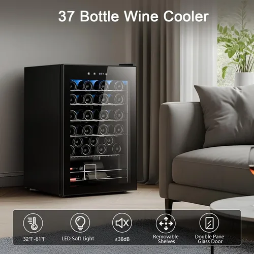Miniatura 2 de Antarctic Star Refrigerador de vino, refrigerador de vino independiente con temperatura de ajuste (32°F-61°F), mini refrigerador de 4.5 pies cúbicos