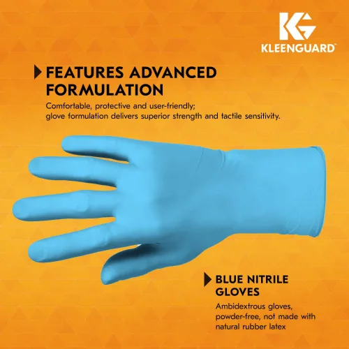 Miniatura 6 de Kleenguard™ G10 Comfort Plus™ - Guantes de nitrilo azules (54185), 4 mil, ambidiestros, compatibles con pantalla táctil, XS (100 guantes/caja)