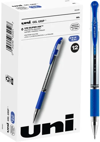 Uniball Signo Gel Grip - Paquete de 12 bolígrafos de gel medianos de 0.028 in, bolígrafos de colores, suministros de oficina, bolígrafos de colores,