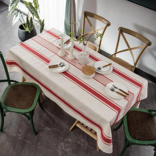 Miniatura 7 de ArtBud Mantel blanco y azul de lino de algodón, suave, lavable, para fiestas, café, cocina, decoración de rayas